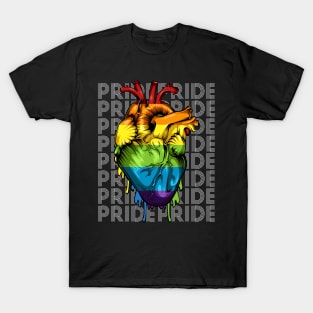 LGBT - Rainbow Anatomical Heart - Gay Pride Equality Love T-Shirt